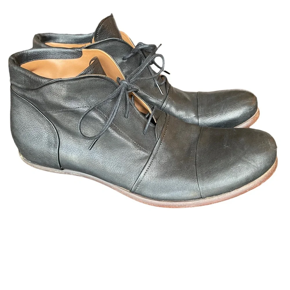 P. Monjo black lace up ankle boots 42.5 11.5 EUC flawless Made in Spain - Picture 2 of 10